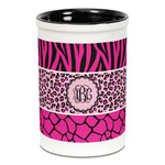 Triple Animal Print Ceramic Pencil Holders - Black