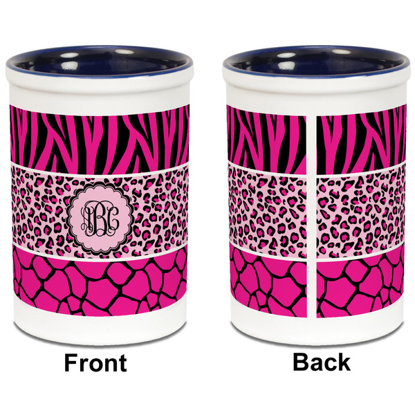 Triple Animal Print Pencil Holder - Blue - approval