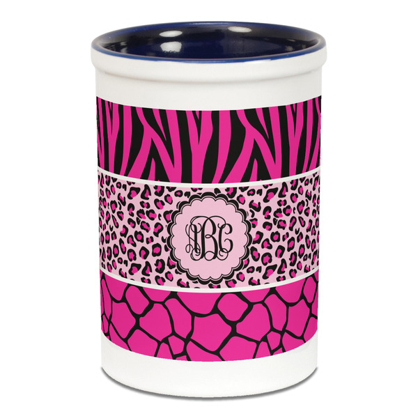 Triple Animal Print Pencil Holder - Blue