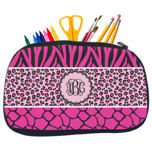 Triple Animal Print Pencil / School Supplies Bags - Medium