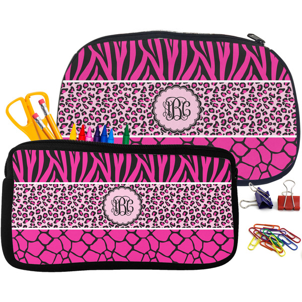 Triple Animal Print Pencil / School Supplies Bags Small and Medium