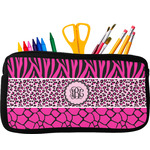 Triple Animal Print Neoprene Pencil Case - Small w/ Monogram