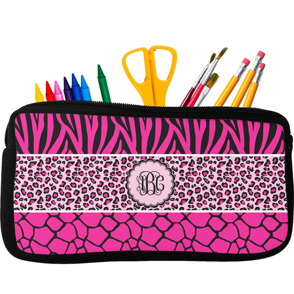 Custom Triple Animal Print Neoprene Pencil Case (Personalized)