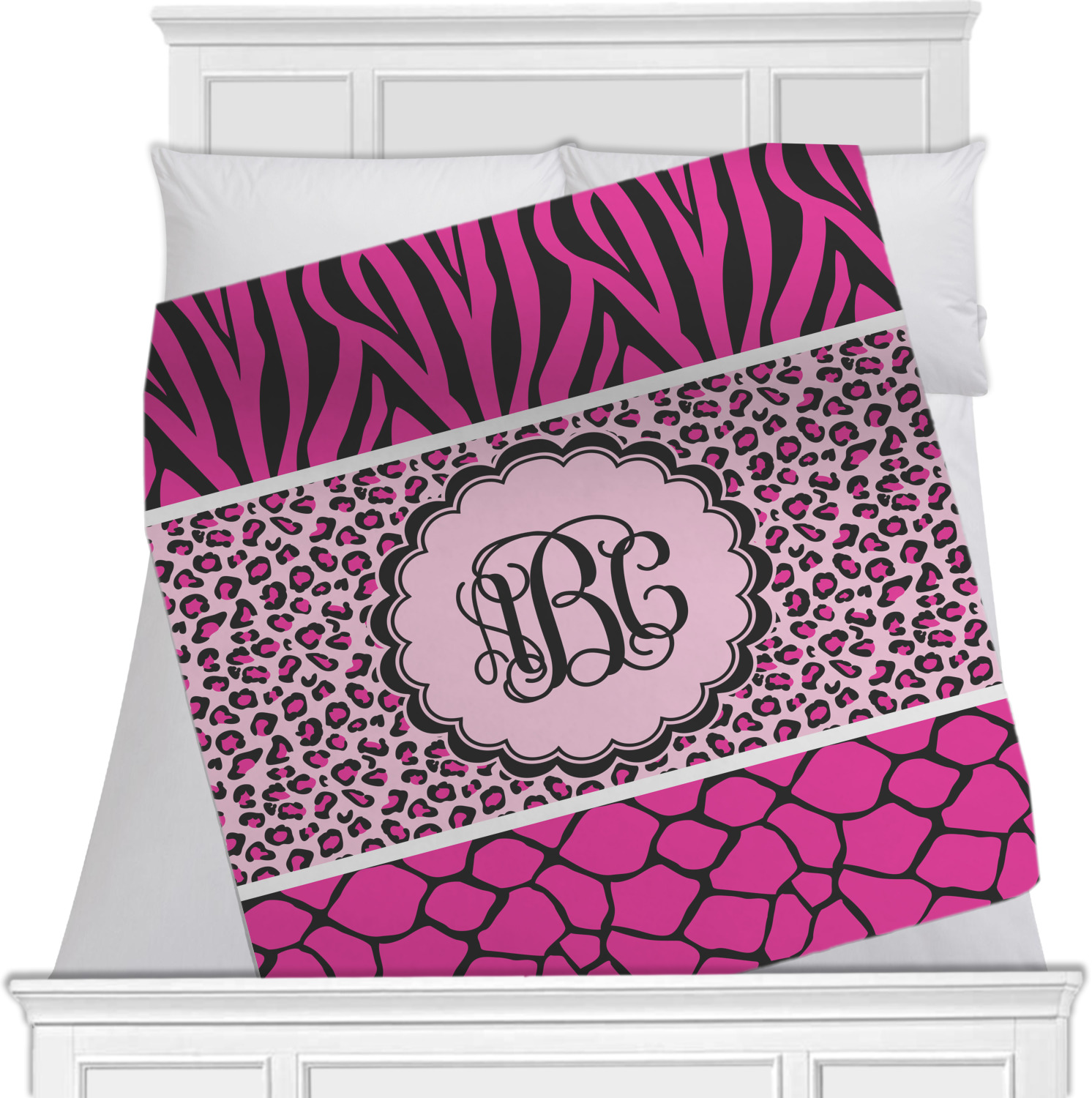 Triple Animal Print Fleece Blanket Twin / Full 80"x60" Double