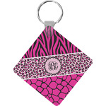 Triple Animal Print Diamond Plastic Keychain w/ Monogram