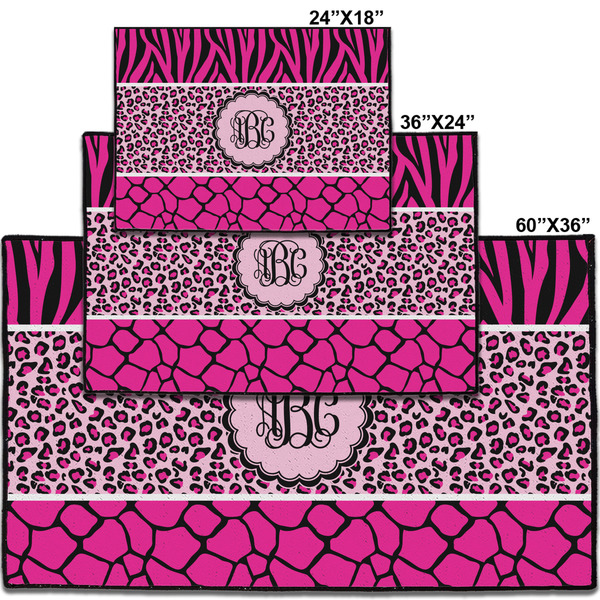 Triple Animal Print Personalized Door Mat - Group Parent IMF