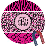 Triple Animal Print Round Fridge Magnet (Personalized)