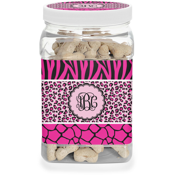 Custom Triple Animal Print Dog Treat Jar (Personalized)