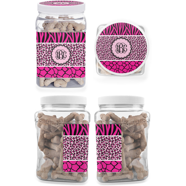 Triple Animal Print Pet Treat Jar - Multiple Angles