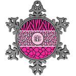 Triple Animal Print Vintage Snowflake Ornament (Personalized)