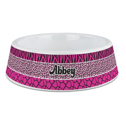 Triple Animal Print Plastic Dog Bowl - Large (Personalized)