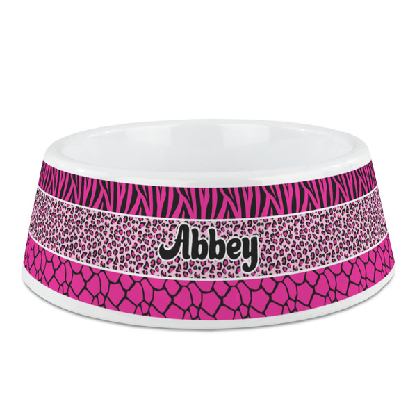 Custom Triple Animal Print Plastic Dog Bowl (Personalized)
