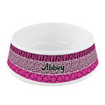 Triple Animal Print Plastic Dog Bowl - Small (Personalized)