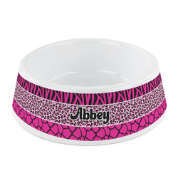 Triple Animal Print Plastic Dog Bowl - Small (Personalized)