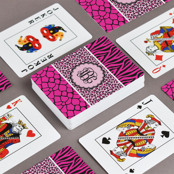 Triple Animal Print Playing Cards - Front & Back View