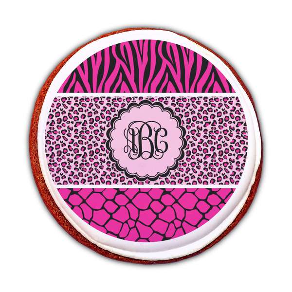 Triple Animal Print Printed Icing Circle - Medium - On Cookie