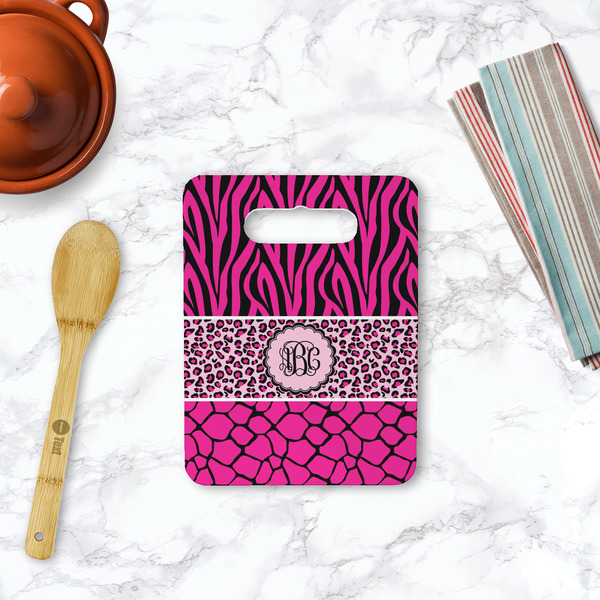 Triple Animal Print Rectangle Trivet with Handle - LIFESTYLE