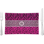 Triple Animal Print Rectangular Glass Lunch / Dinner Plate - Single or Set (Personalized)