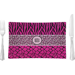 Triple Animal Print Glass Rectangular Lunch / Dinner Plate (Personalized)