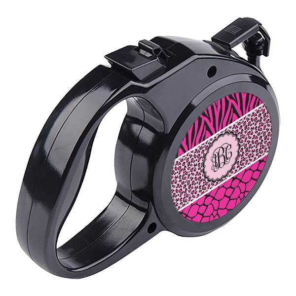 Triple Animal Print Retractable Dog Leash - Angle