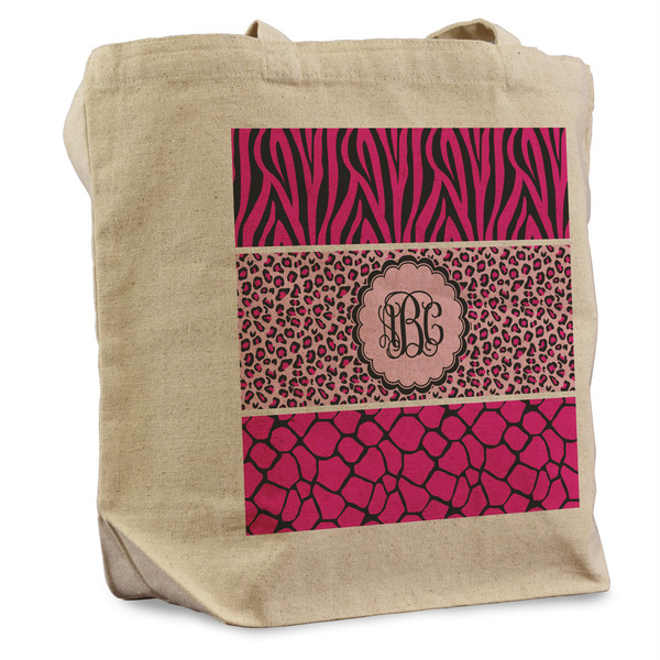 Custom Triple Animal Print Reusable Cotton Grocery Bag (Personalized)