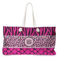 Triple Animal Print Large Tote Bag with Rope Handles (Personalized)
