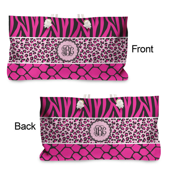 Triple Animal Print Large Rope Tote - From & Back View