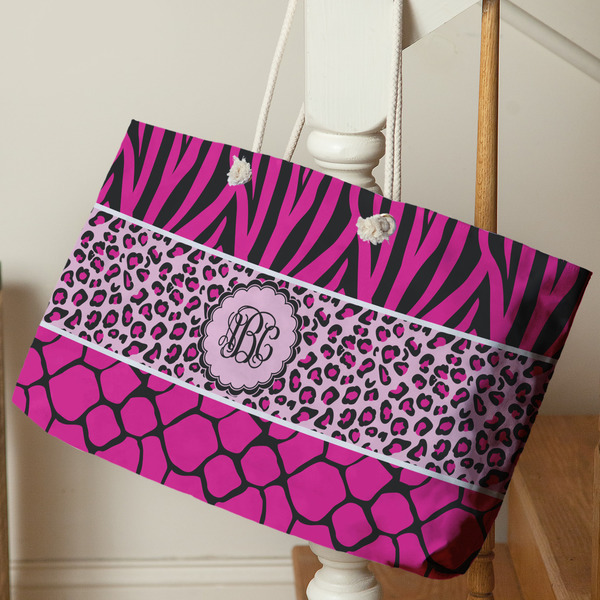 Triple Animal Print Large Rope Tote - Life Style