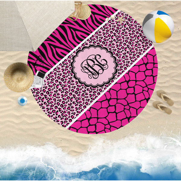 Triple Animal Print Round Beach Towel Lifestyle