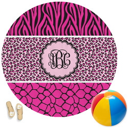 Triple Animal Print Round Beach Towel (Personalized)