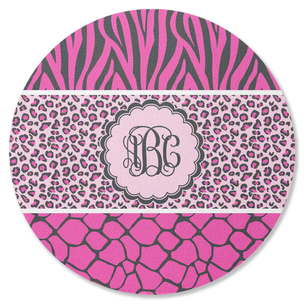 Triple Animal Print Round Coaster Rubber Back - Single