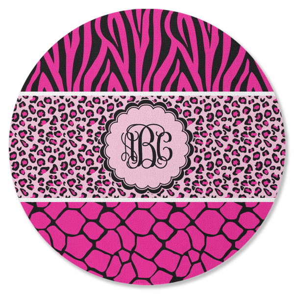 Triple Animal Print Round Coaster Rubber Back - Single