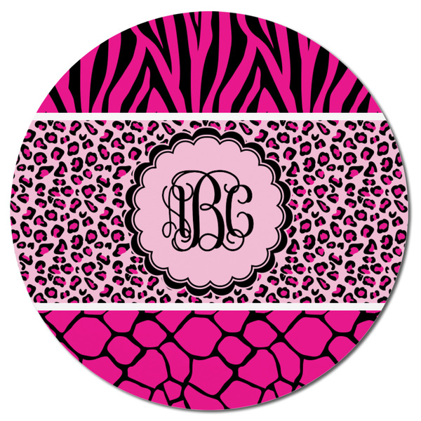 Triple Animal Print Round Fridge Magnet - FRONT