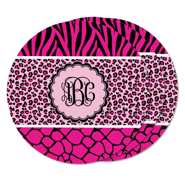 Triple Animal Print Round Fridge Magnet - THREE