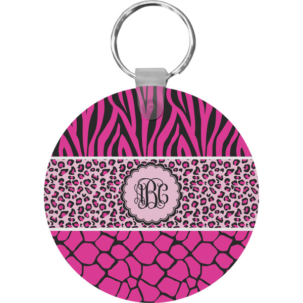 Custom Triple Animal Print Round Plastic Keychain (Personalized)
