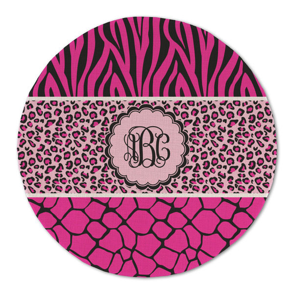 Custom Triple Animal Print Round Linen Placemat - Single Sided (Personalized)