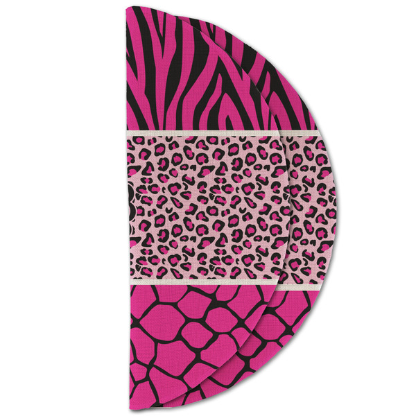 Triple Animal Print Round Linen Placemats - HALF FOLDED (double sided)