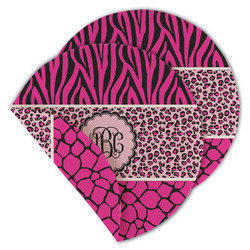 Triple Animal Print Round Linen Placemat - Double Sided - Set of 4 (Personalized)