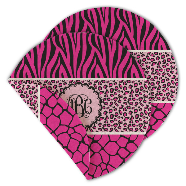 Triple Animal Print Round Linen Placemats - MAIN (Double-Sided)