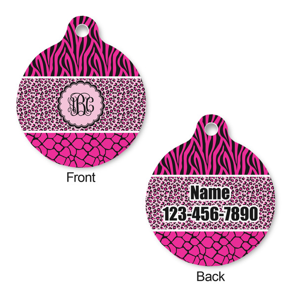 Triple Animal Print Round Pet ID Tag - Large - Approval