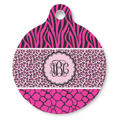 Triple Animal Print Round Pet ID Tag - Large (Personalized)