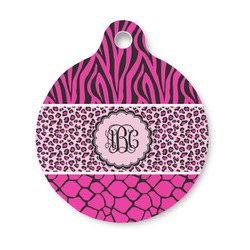 Triple Animal Print Round Pet ID Tag - Small (Personalized)