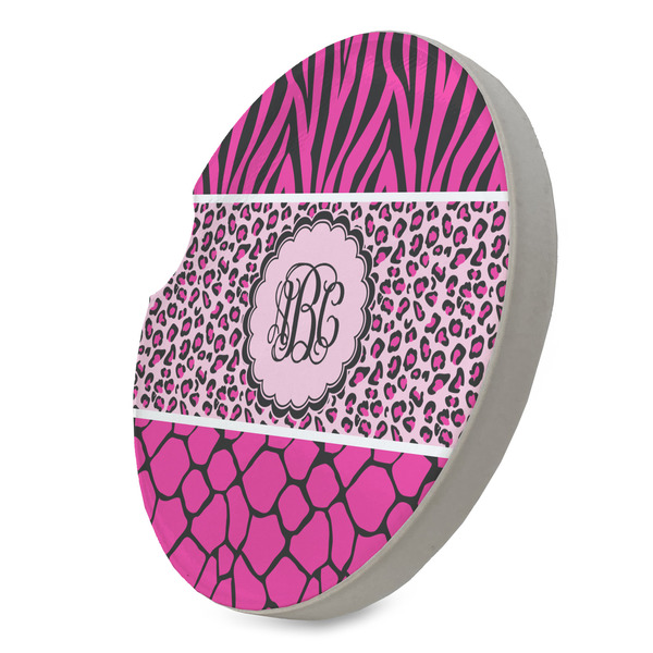 Triple Animal Print Sandstone Car Coaster - STANDING ANGLE