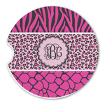 Triple Animal Print Sandstone Car Coaster - Single (Personalized)