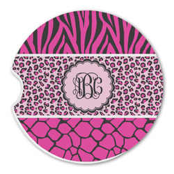 Triple Animal Print Sandstone Car Coaster - Single (Personalized)