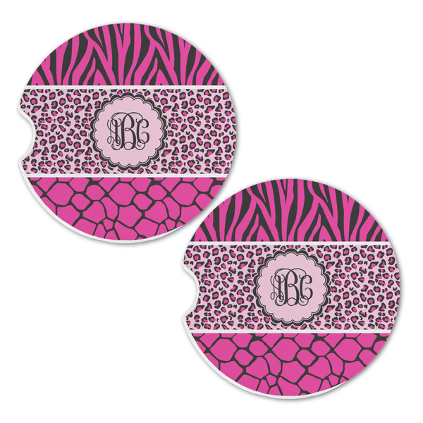 Triple Animal Print Sandstone Car Coasters - Set of 2