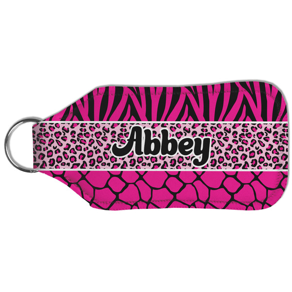 Triple Animal Print Sanitizer Holder Keychain - Large (Back)