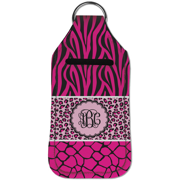 Triple Animal Print Sanitizer Holder Keychain - Large (Front)