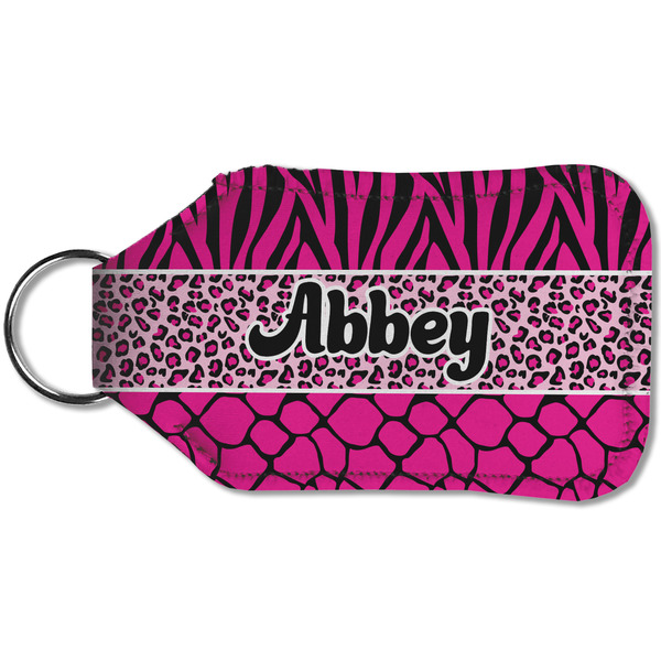 Triple Animal Print Sanitizer Holder Keychain - Small (Back)