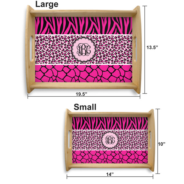 Triple Animal Print Serving Tray Wood Sizes